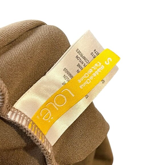 LOLE Brown Nylon Stretch 1-pc Swimsuit Womens sz S Criss Cross Back Modest Cut - Picture 6 of 7